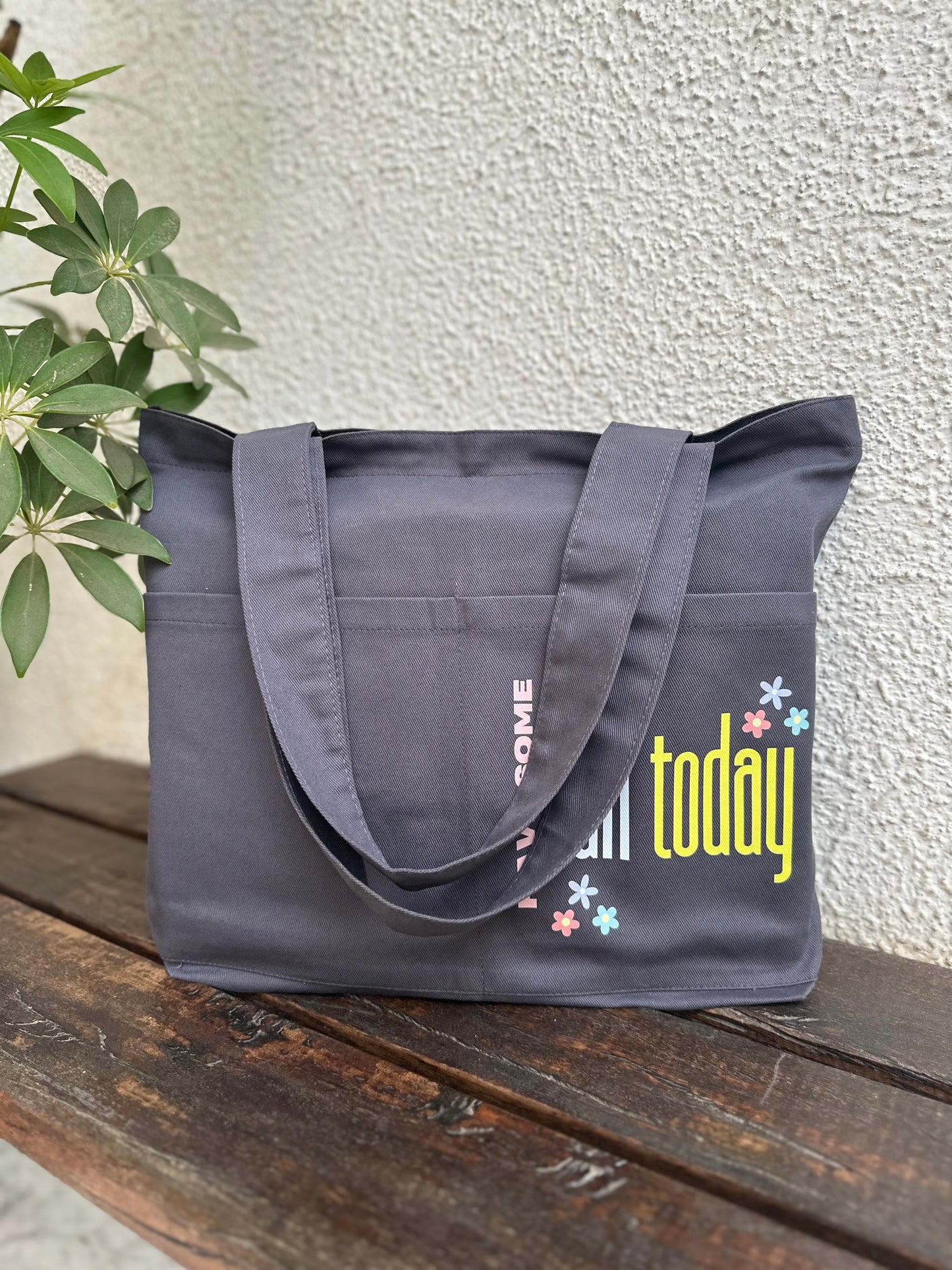 Horizontal Grey: Have some fun tote bag| Twill Cotton