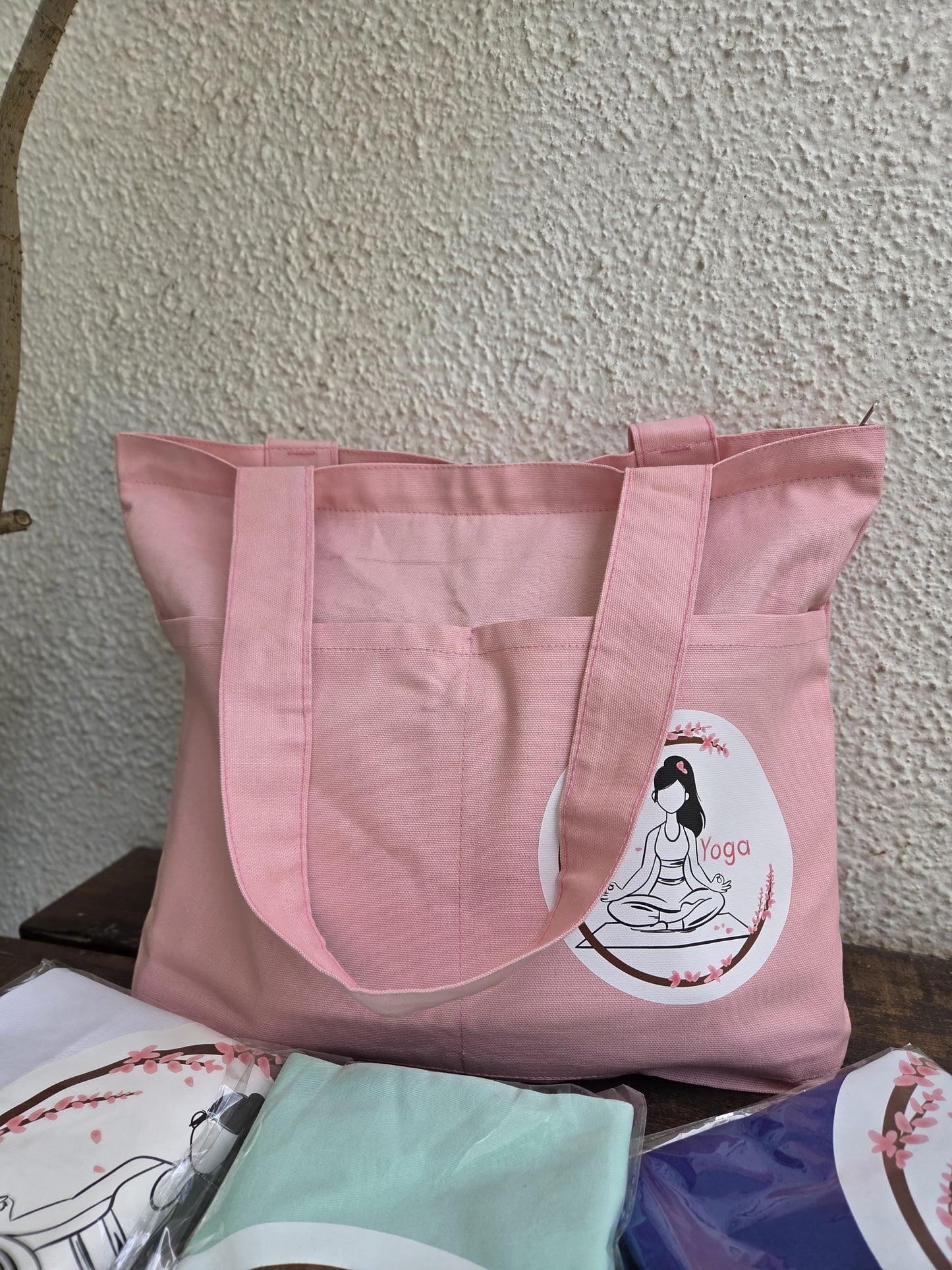 Horizontal Yoga Tote bag | Cotton Canvas