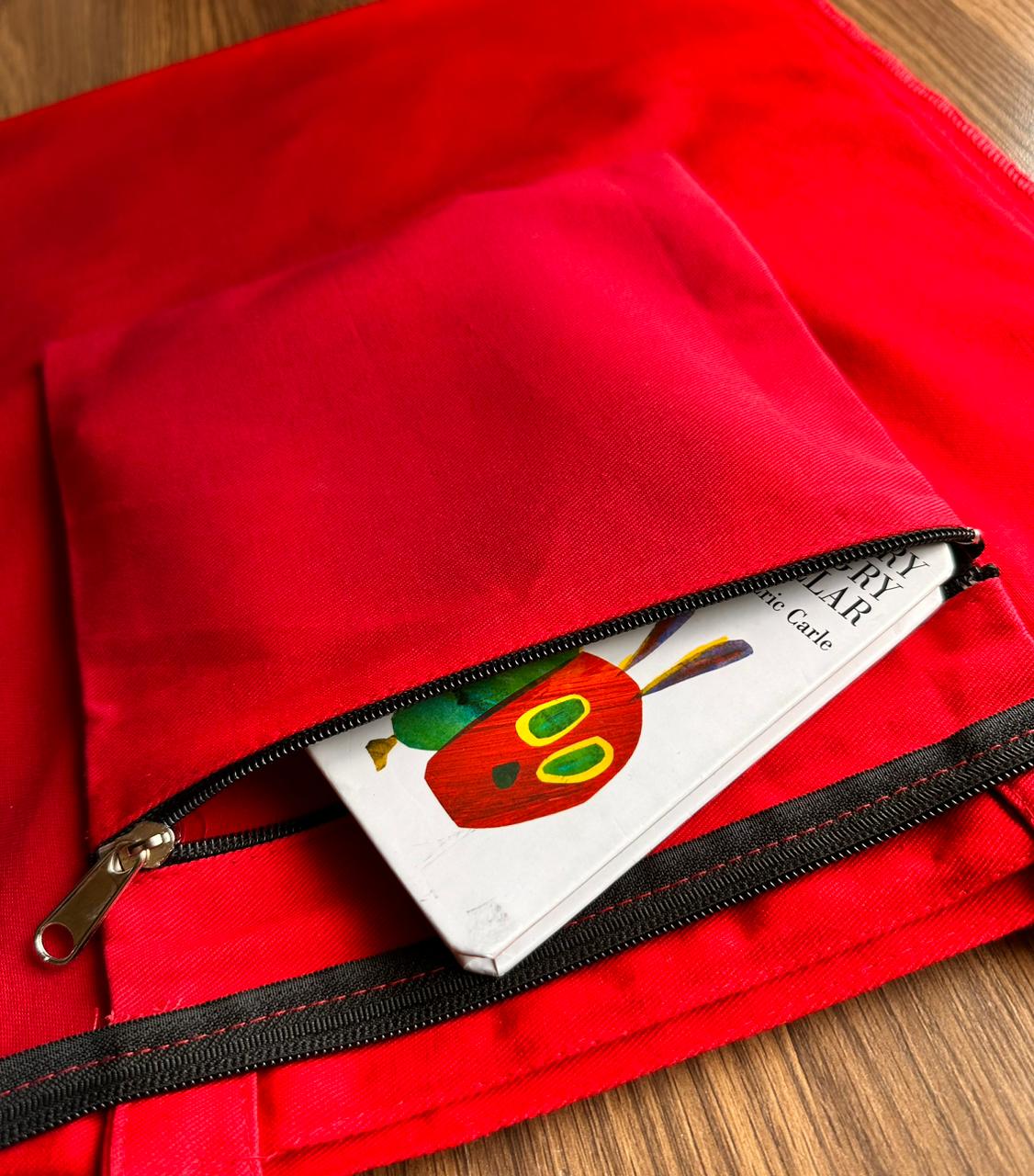 Vertical Owl Tote bag | Red| Twill Cotton