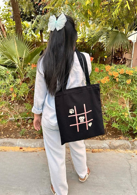 Vertical Cross & Knot Game Tote bag| Twill Cotton