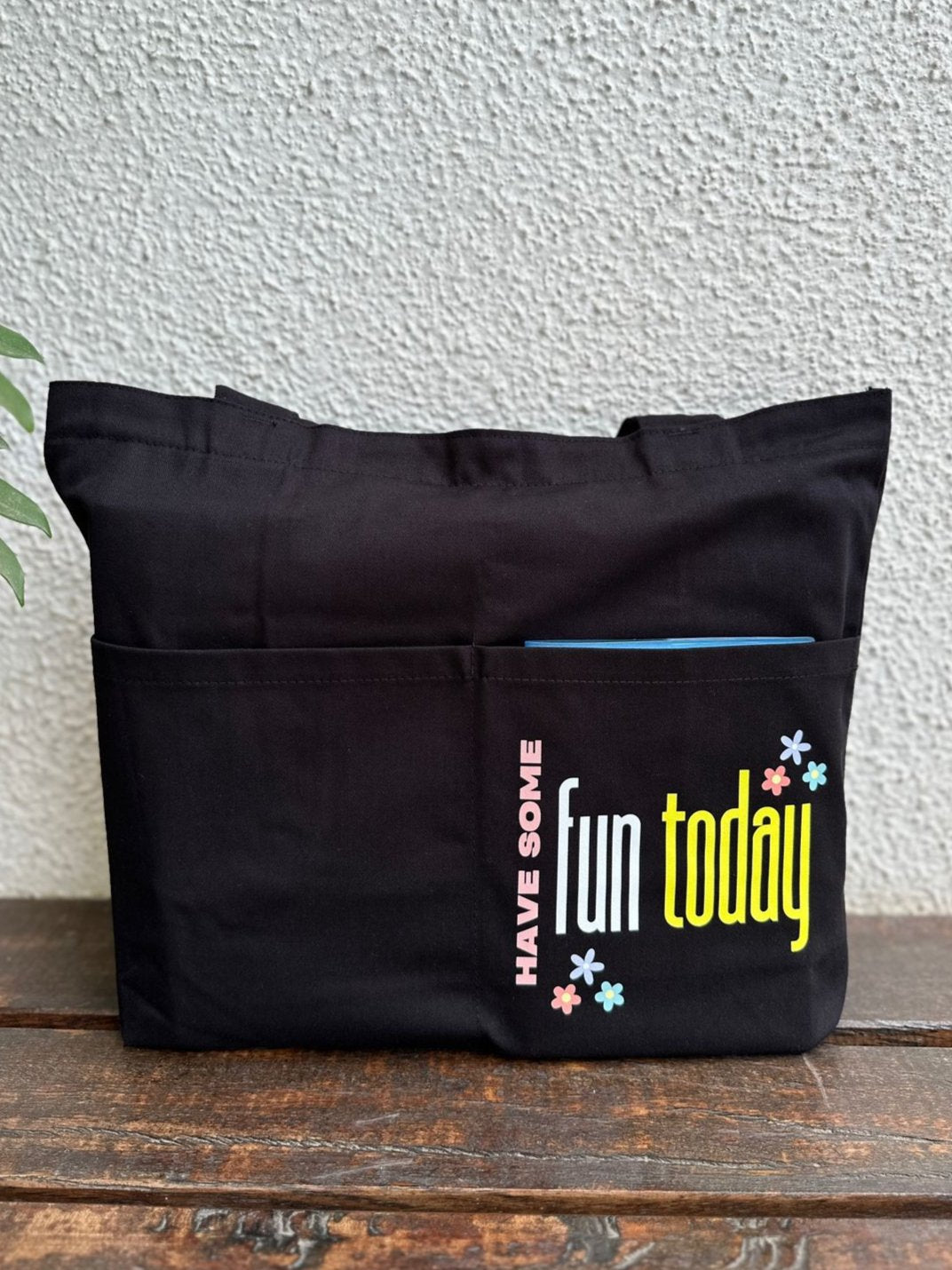 Horizontal Black: Have some fun Tote bag| Twill Cotton
