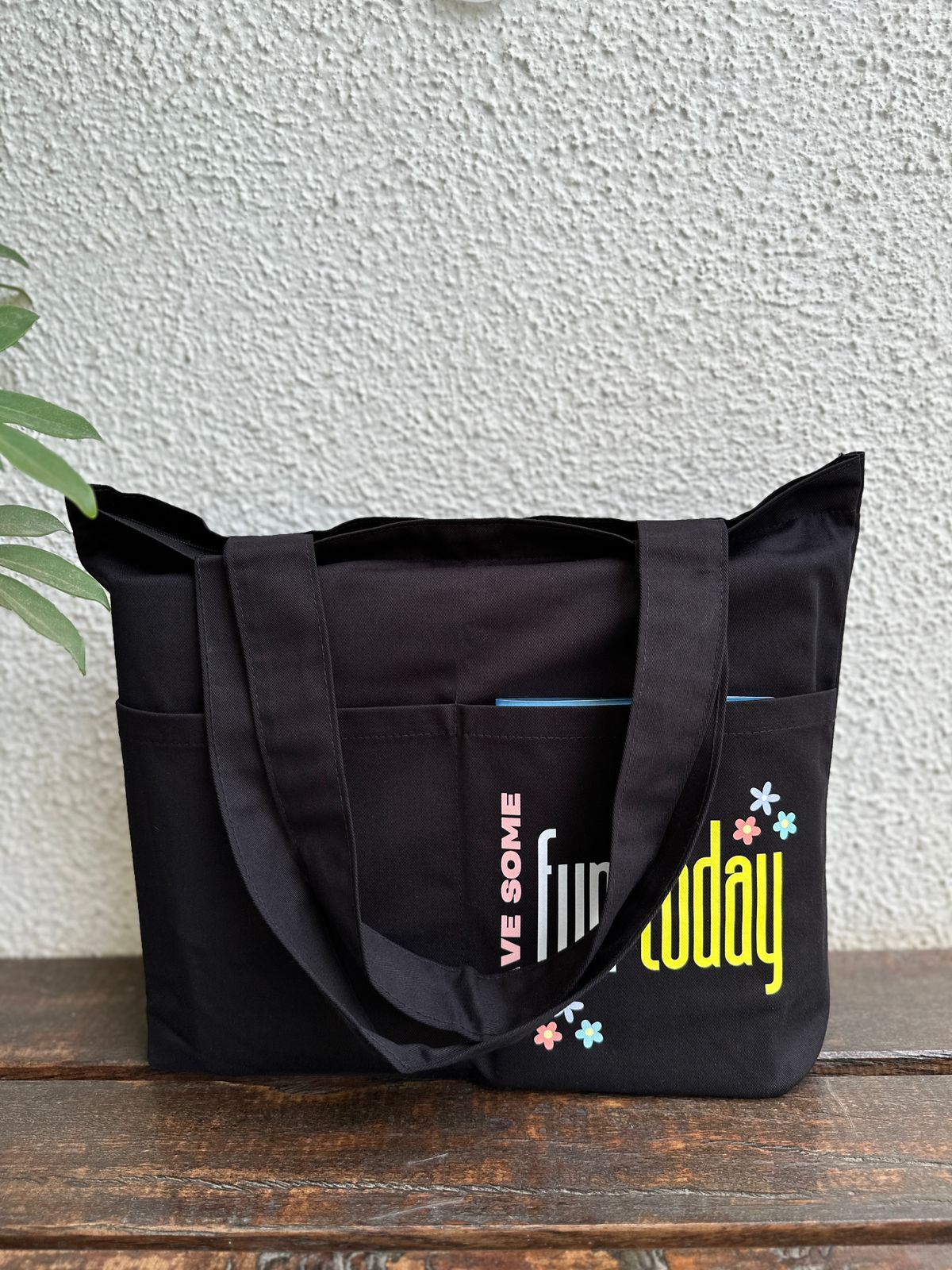 Horizontal Black: Have some fun Tote bag| Twill Cotton