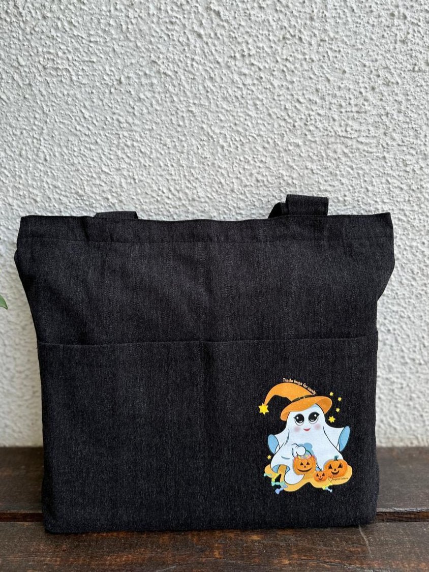 Horizontal Halloween "Trade hugs for candy"| Jeans Black