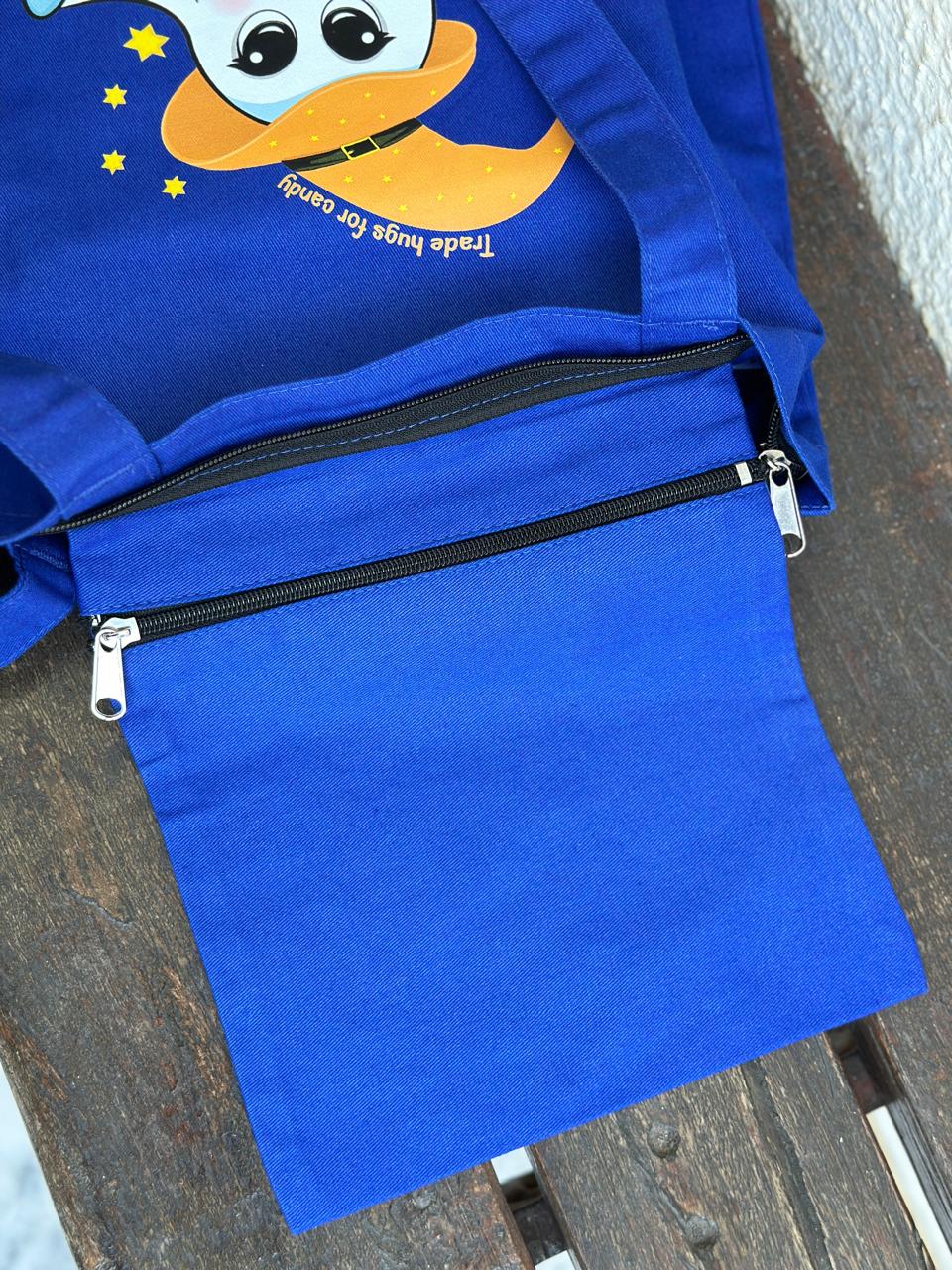 Vertical Halloween "Trade hugs for candy" Tote Bag| Twill Cotton