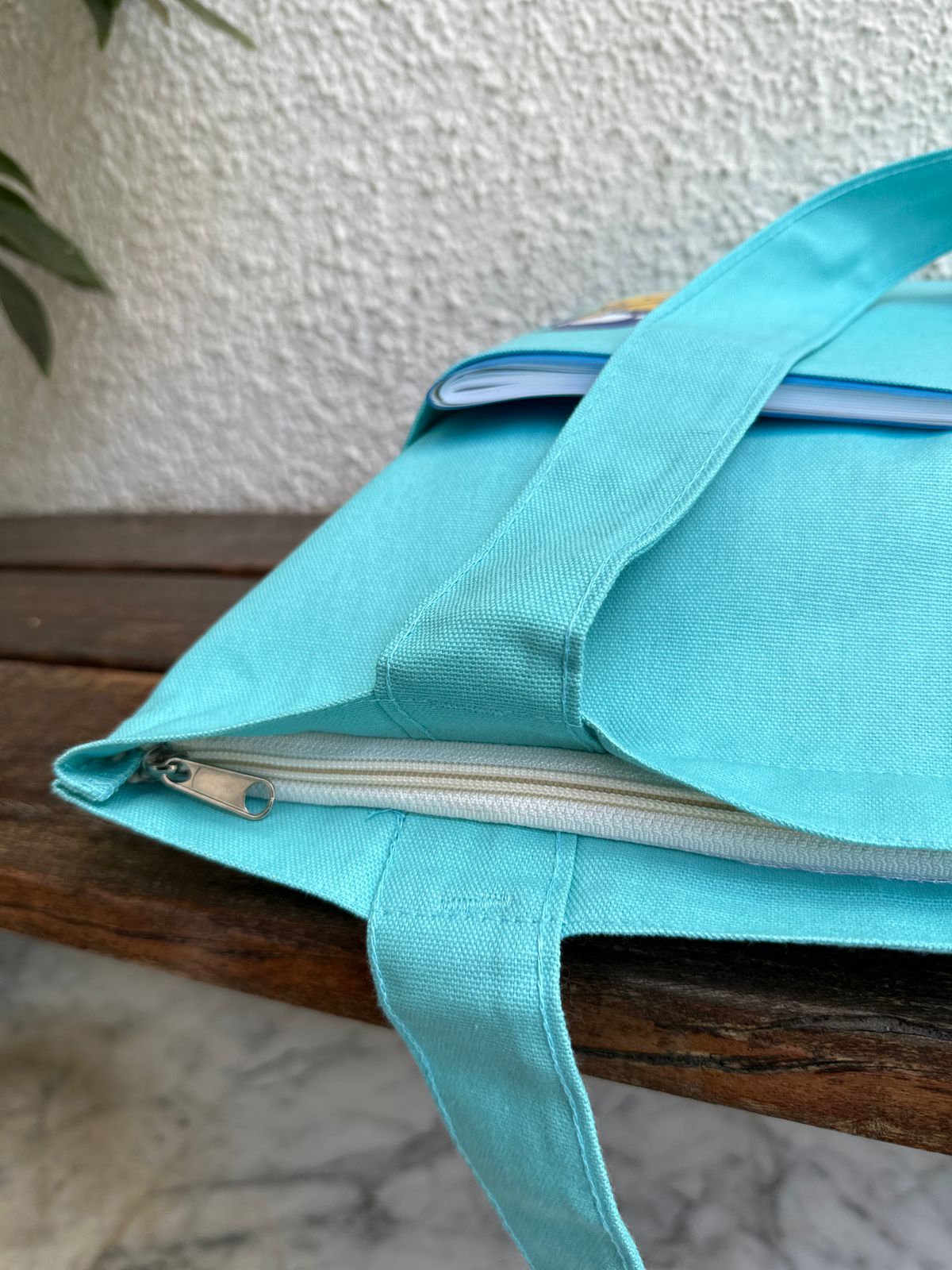 Baby blue Horizontal: Elephant Tote bag | Cotton Canvas