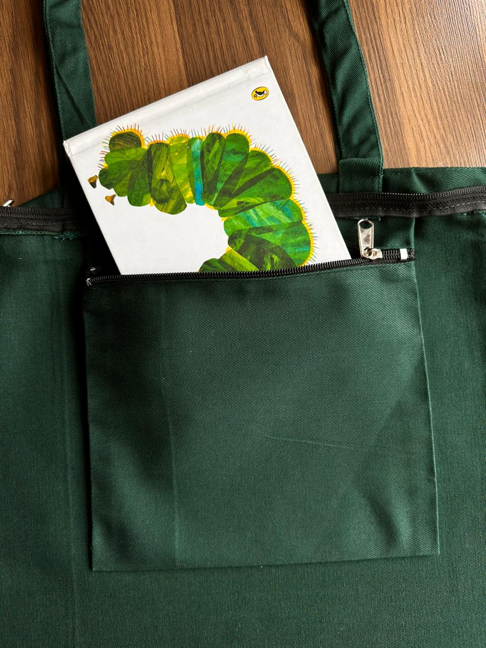 Vertical Dark Green Have some fun today Tote Bag| Twill Cotton