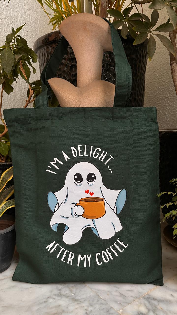 Vertical Coffee spooky Brew Tote Bag| Twill Cotton