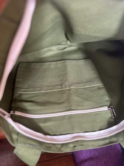 Between Sky and Sun |Olive green| Horizontal bag | Cotton Canvas