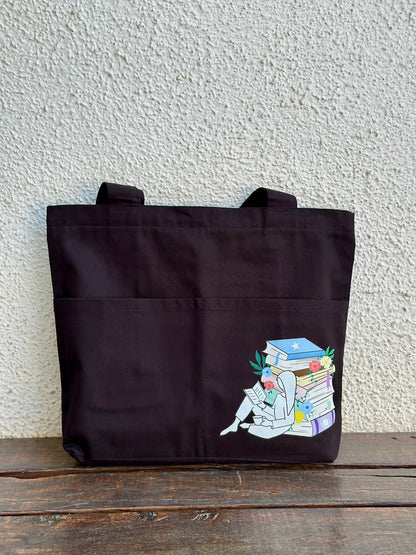 Black Horizontal Library Tote bag