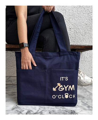 Horizontal Dark Blue Gym Tote bag