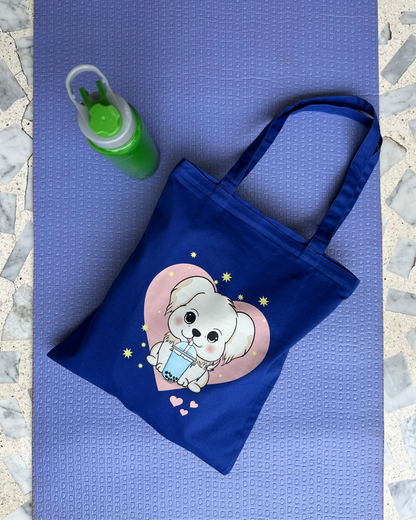 Royal blue: Vertical Cute Dog Tote Bag