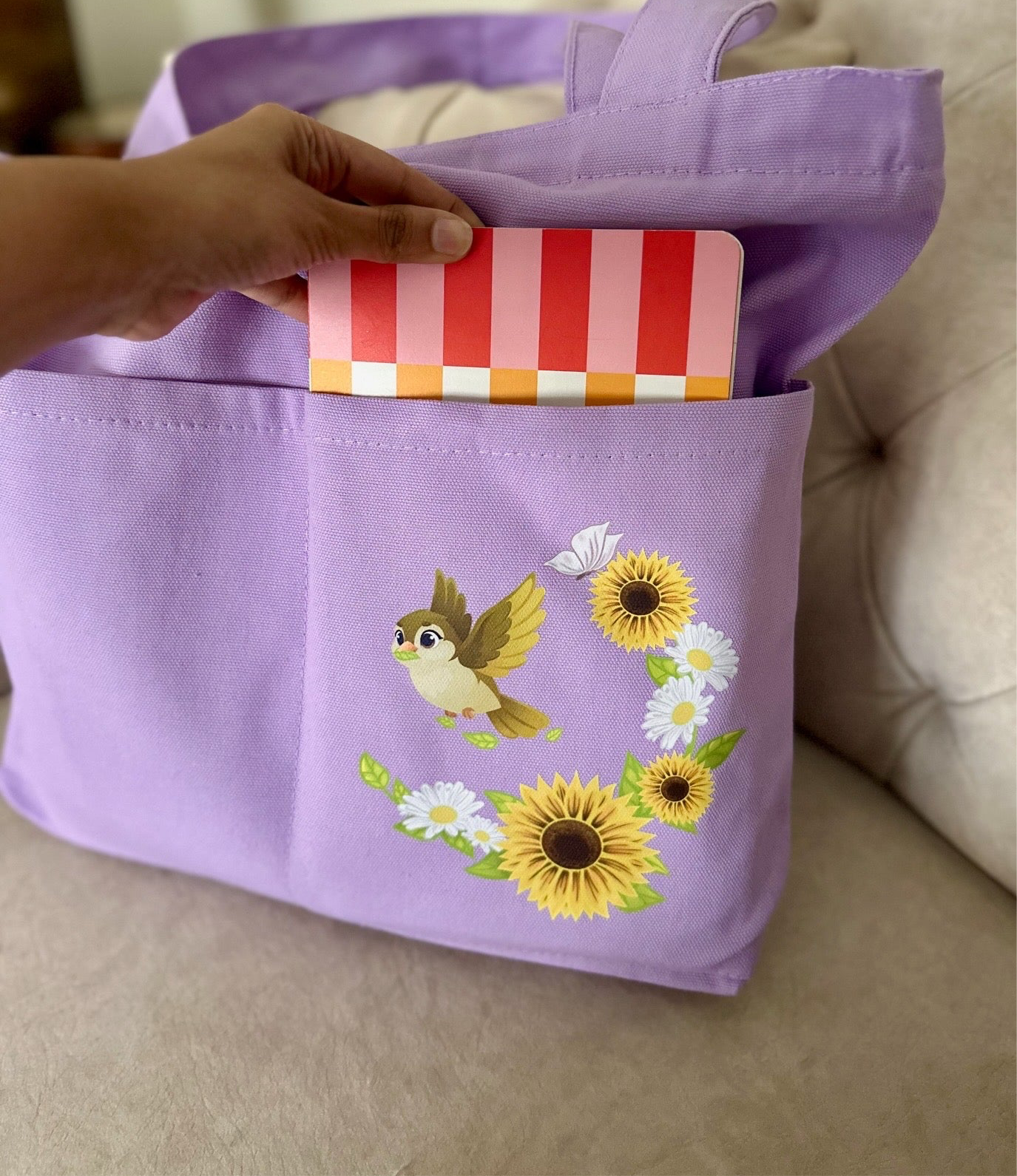 Between Sky and Sun Horizontal bag | Cotton Canvas | Light purple