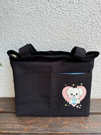 Horizontal Black Dog Tote bag