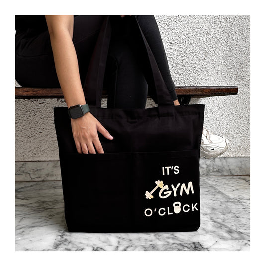 Horizontal Black Gym Tote bag