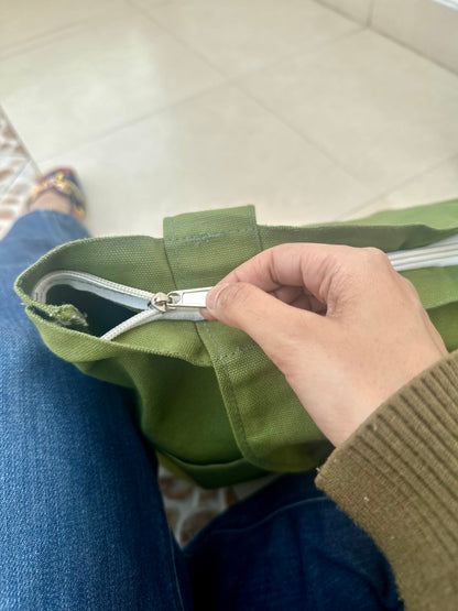 Between Sky and Sun |Olive green| Horizontal bag | Cotton Canvas