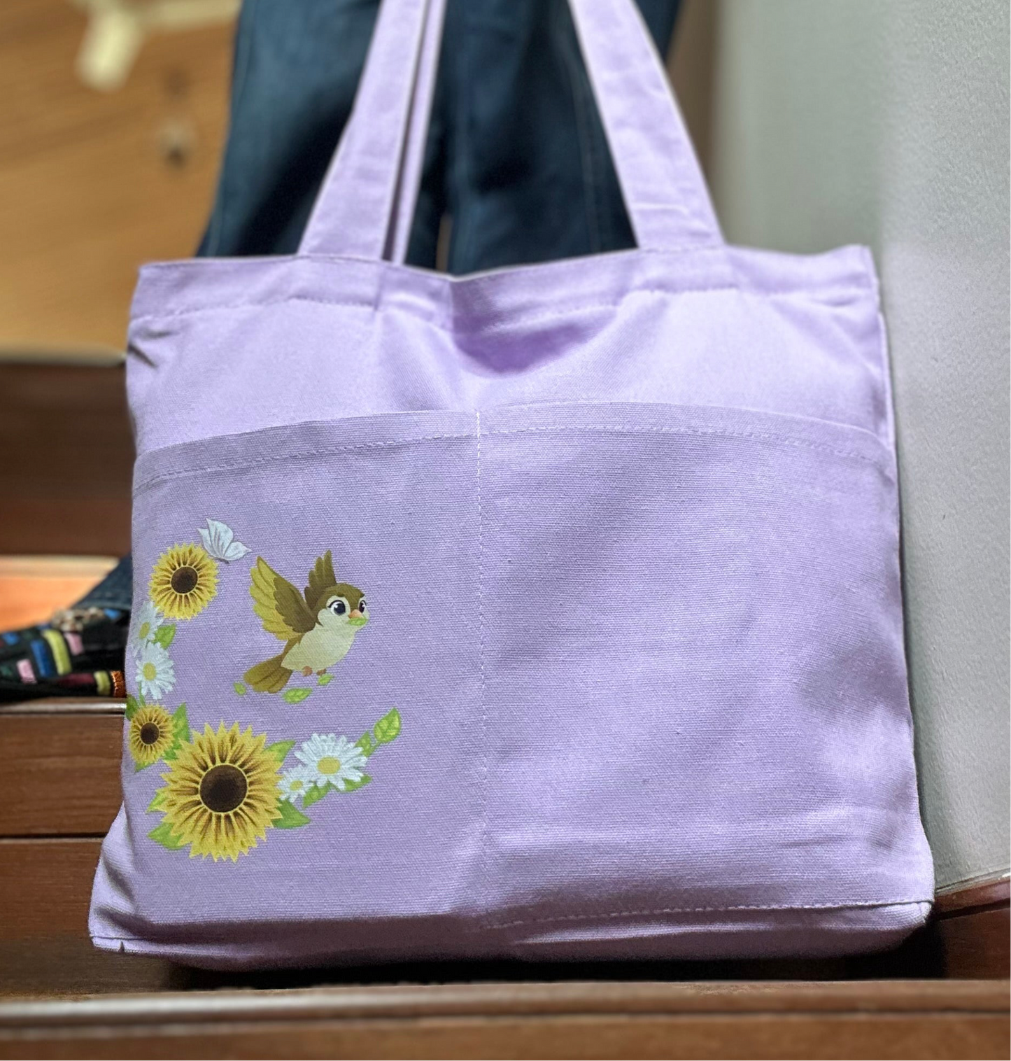Between Sky and Sun Horizontal bag | Cotton Canvas | Light purple