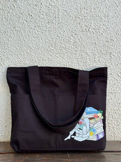 Black Horizontal Library Tote bag