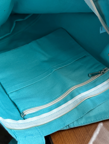 Baby blue Horizontal: Elephant Tote bag | Cotton Canvas