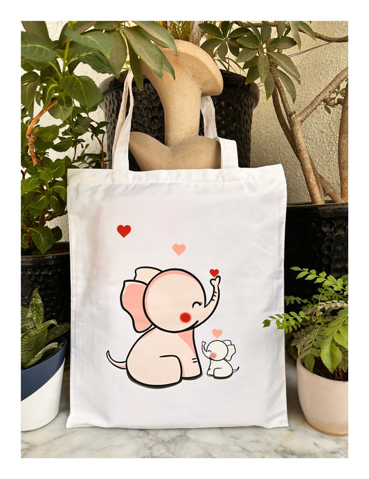 Cute white Elephant Tote bag | Vertical bag