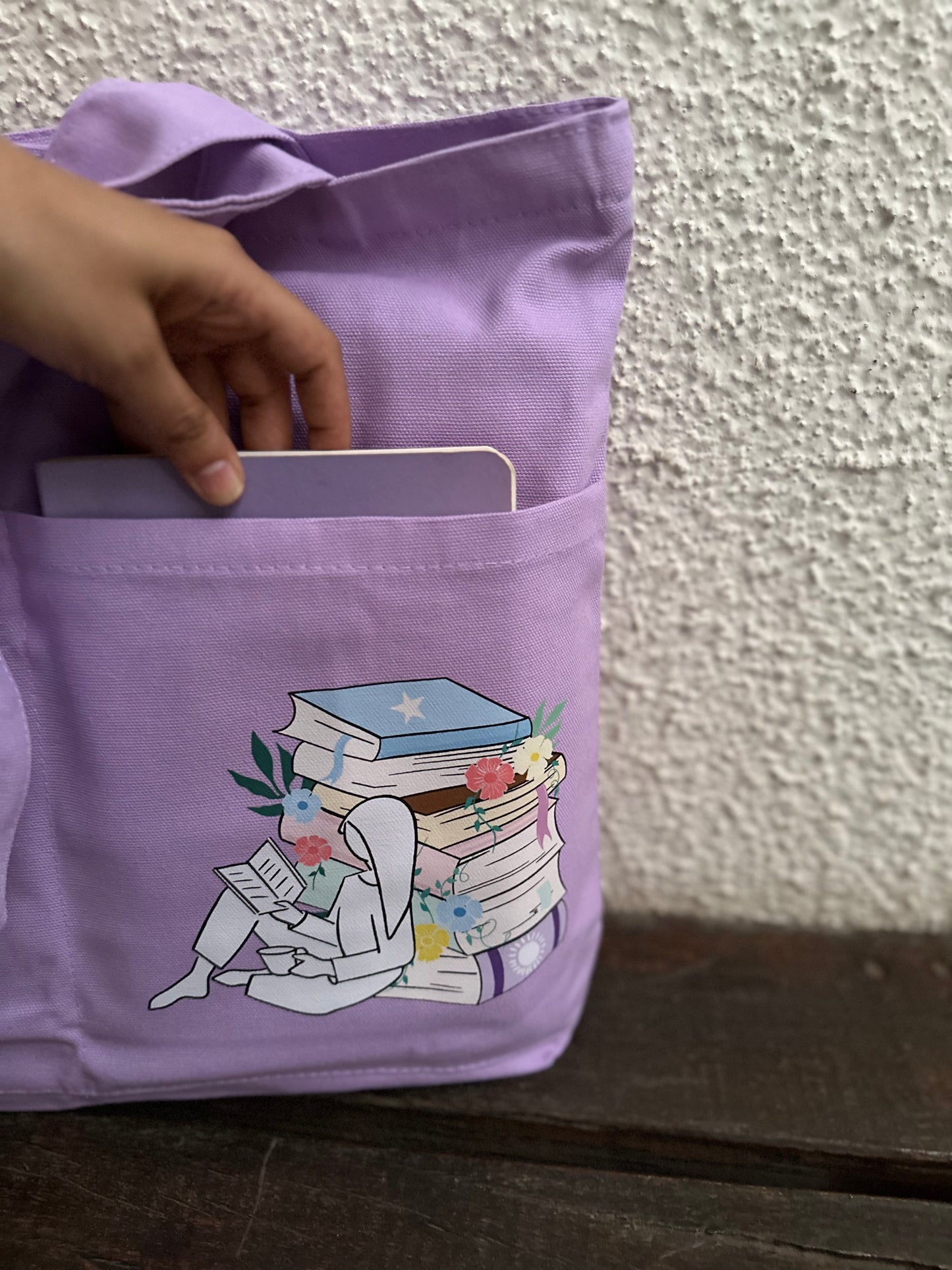 Library Horizontal bag | Cotton Canvas | Light purple