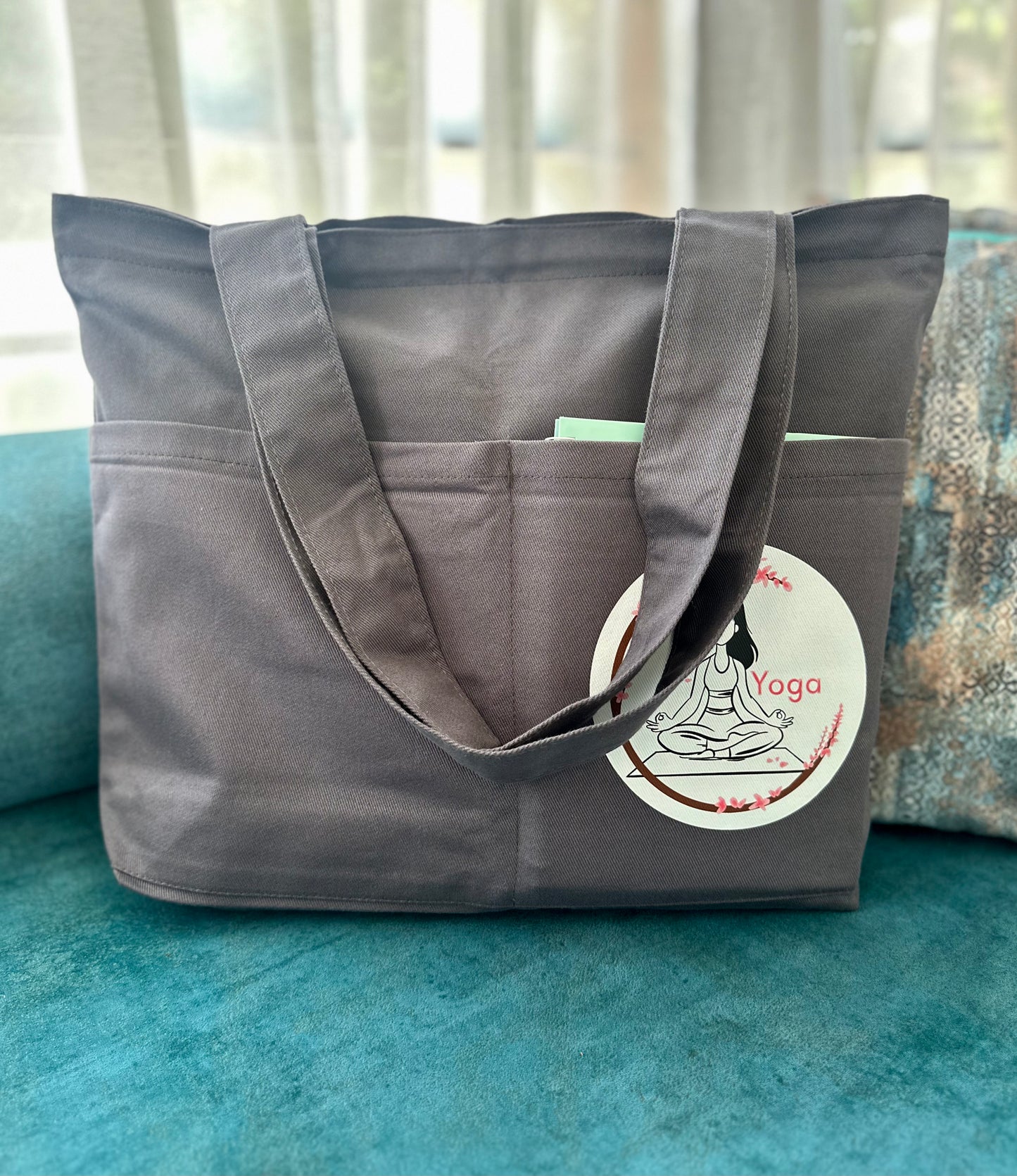 Horizontal yoga Tote bag| Twill Cotton