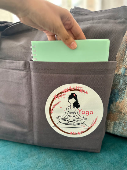 Horizontal yoga Tote bag| Twill Cotton