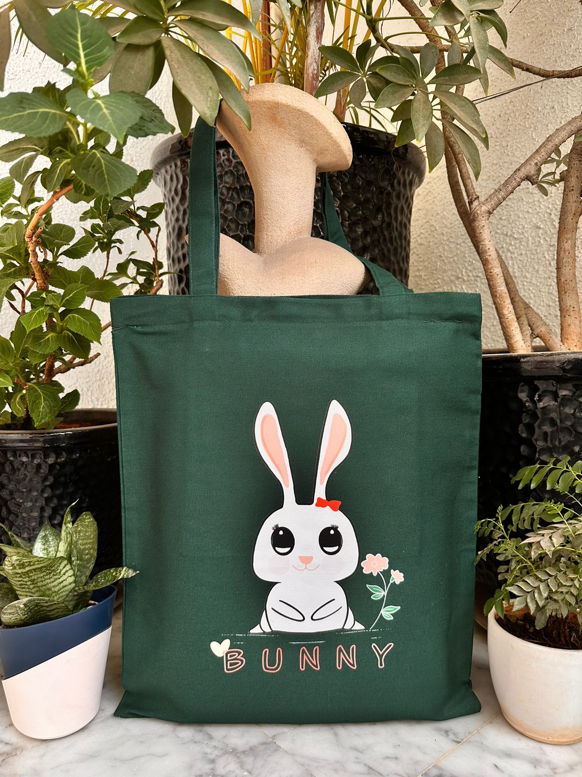 Vertical Bunny design Tote bag