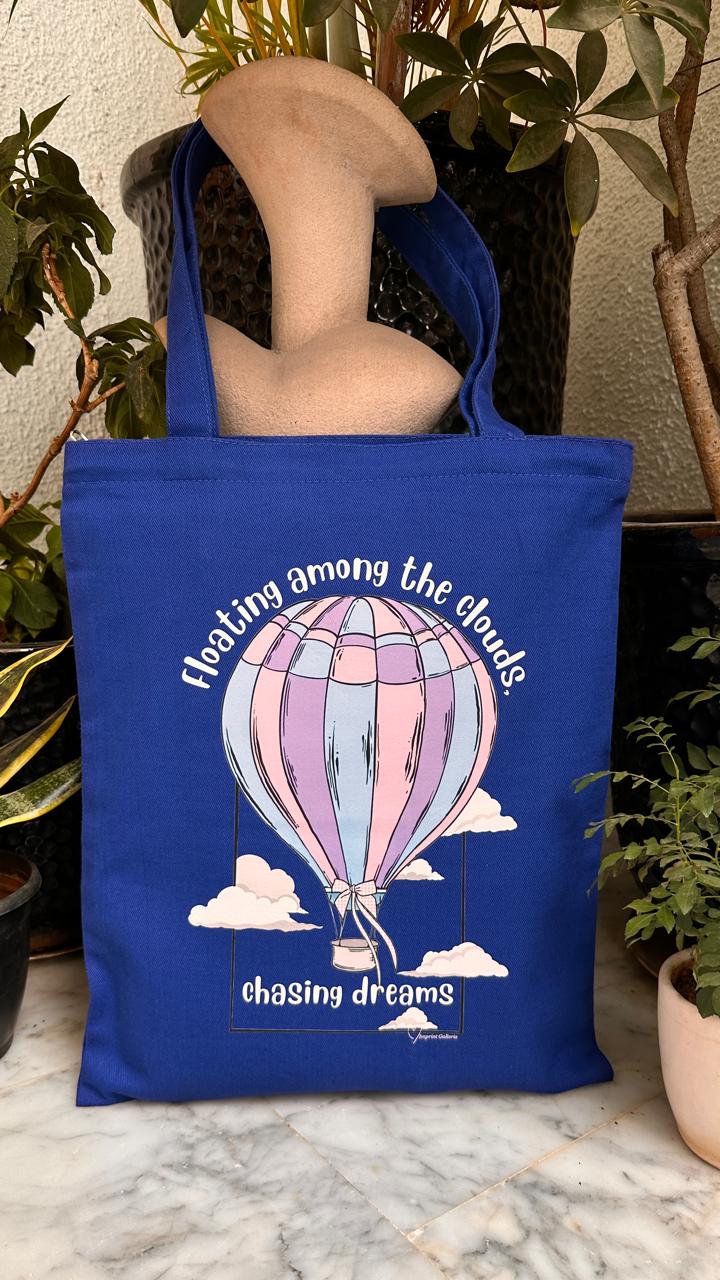 Vertical tote bags blue Balloon | Royal blue