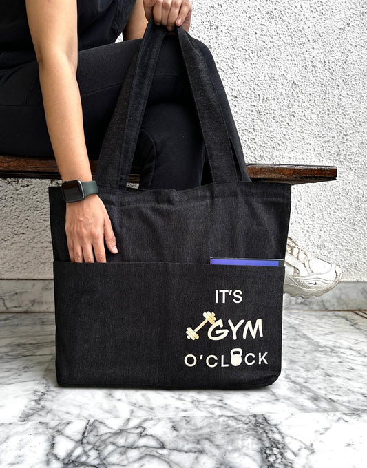 Horizontal Jeans Black Gym Tote bag