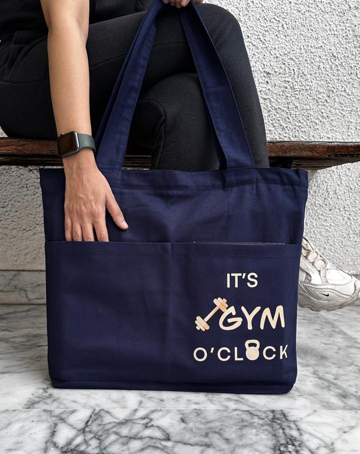 Horizontal Dark Blue Gym Tote bag